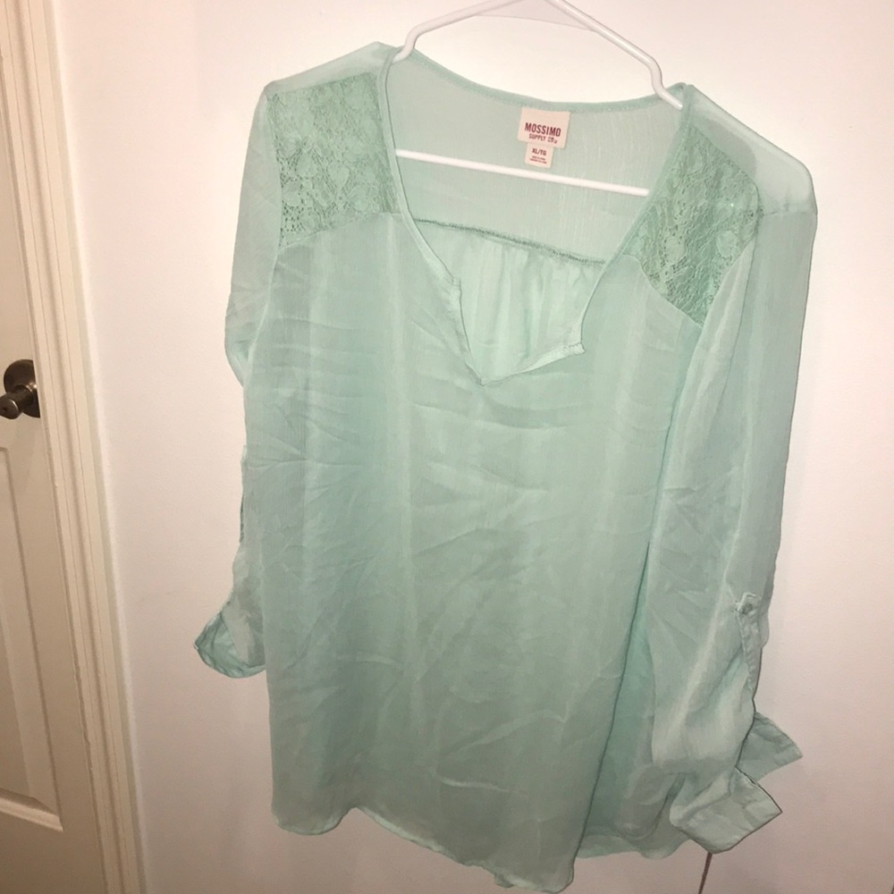 Mossimo mint sheer blouse